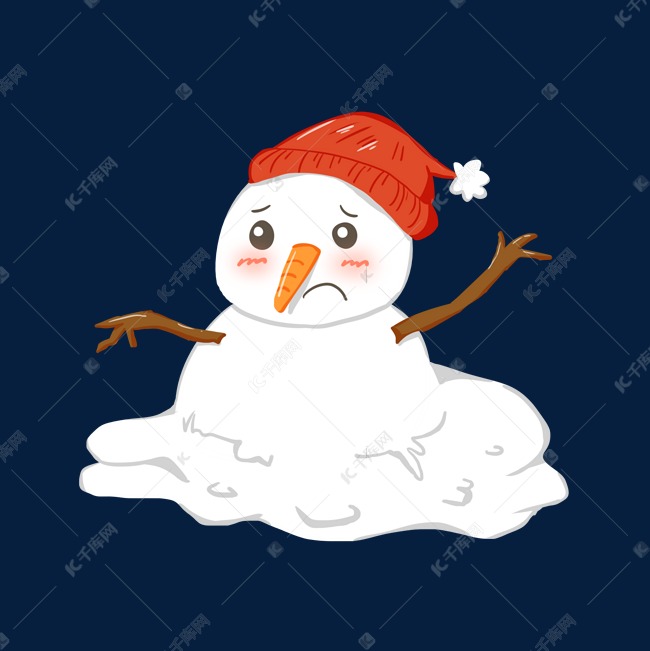 手绘雪人融化元素