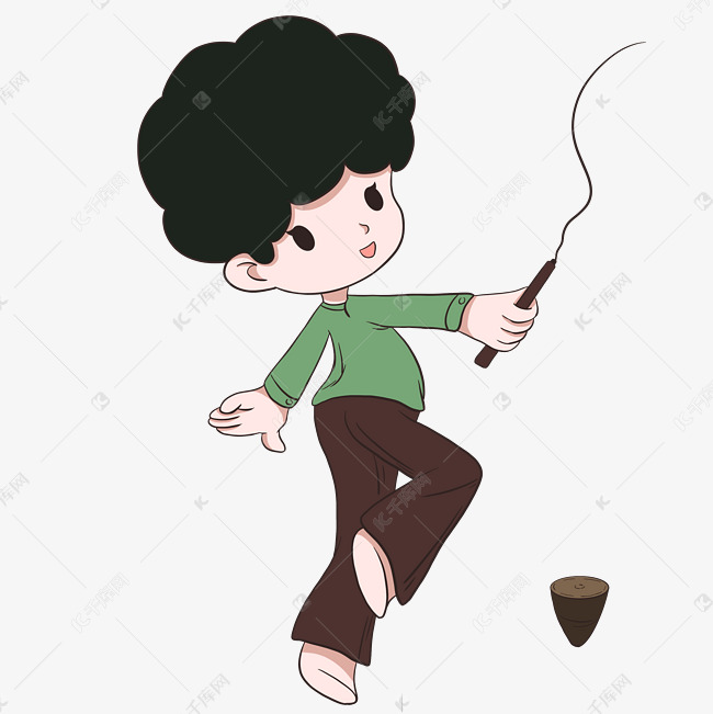 抽陀螺健身人物