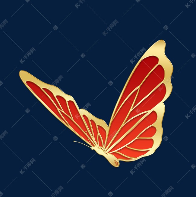金色浮雕剪纸风蝴蝶
