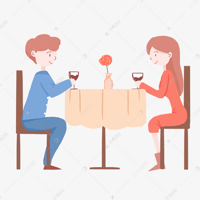 情人节约会吃饭情侣