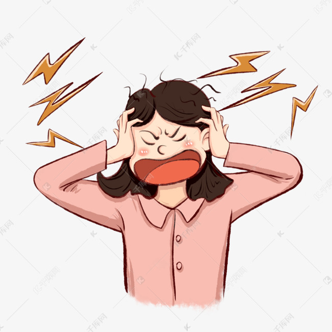 手绘噪音污染头疼捂耳朵