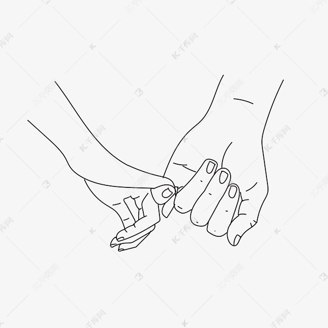 线描拉小拇指手指