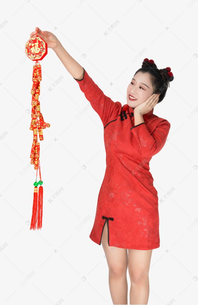 春节放鞭炮人物真人