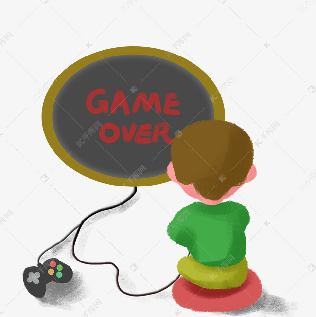 打游戏小男孩背影