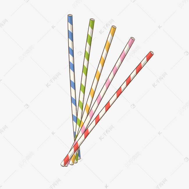 手绘可降解彩色纸吸管