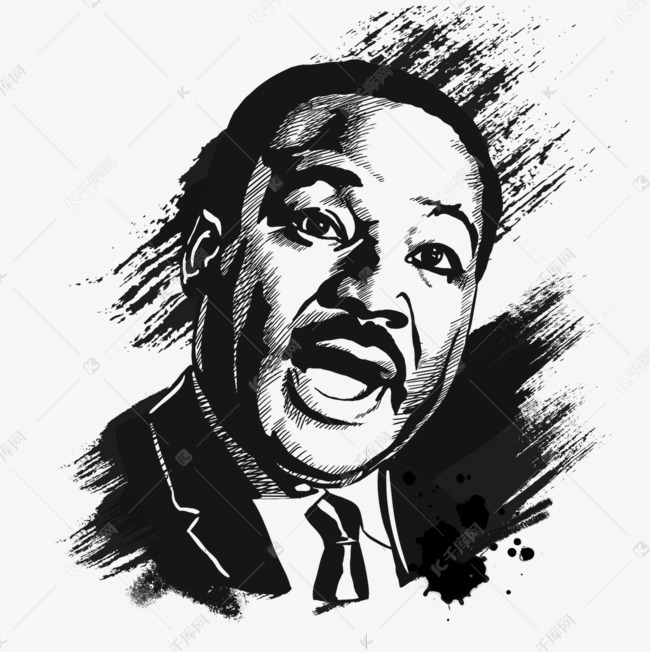 伟人人像马丁路德金纪念日黑白素