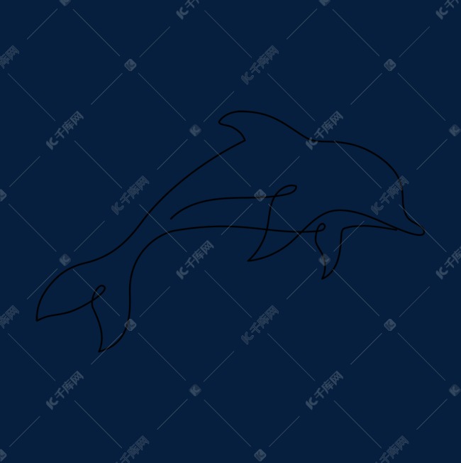 简约抽象线条海豚一笔画 line draw