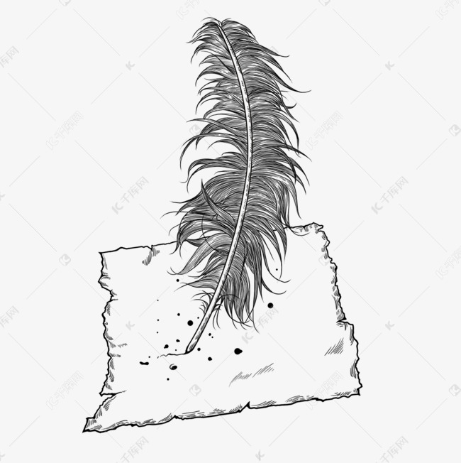 牛皮纸上的羽毛笔