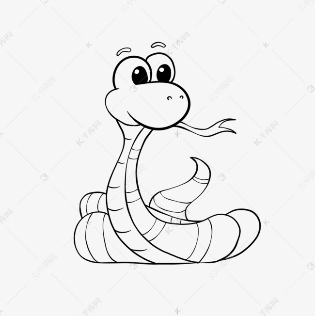 snake clipart black and white 黑白可愛小蛇素材圖片免費下載-千庫