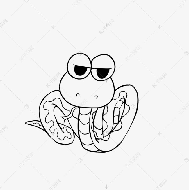 snake clipart black and white 可爱蛇