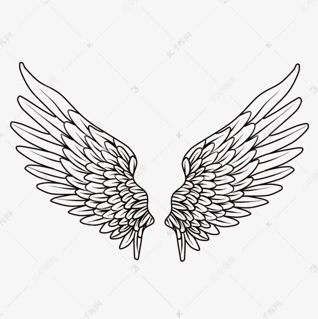 下载的机会,更多手绘线条可爱卡通天使装饰翅膀设计图片快来千库吧