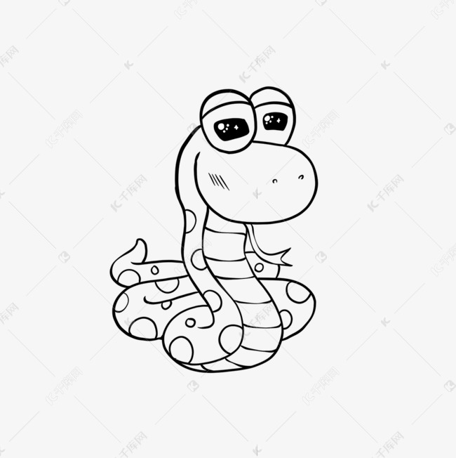 snake clipart black and white 可爱小蛇