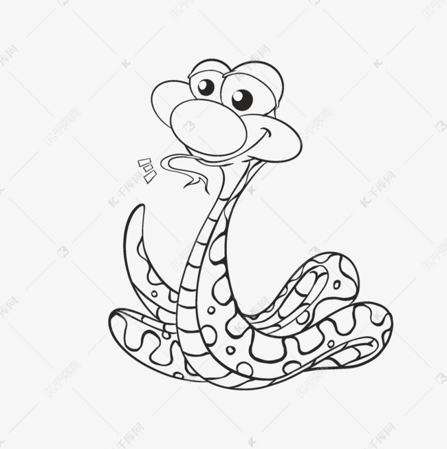 snake clipart black and white 剪贴画小蛇线稿素材图片免费下载-千