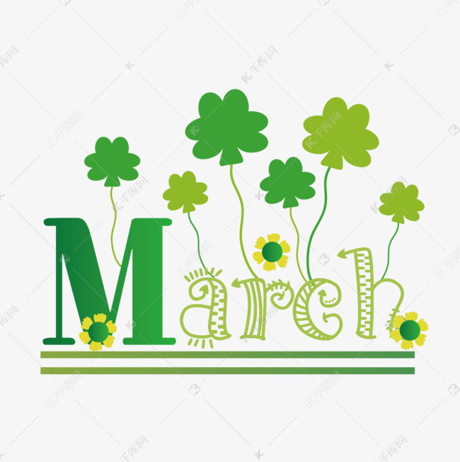 手绘卡通四叶草marchsvg字体