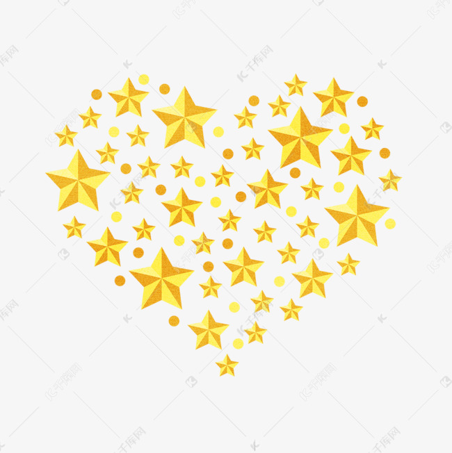 爱心形状手绘星星