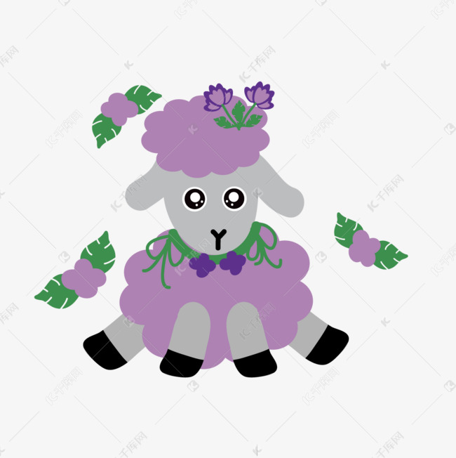 svg洋气紫色礼服小羊