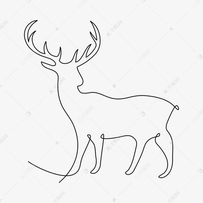 抽象矢量简约线条麋鹿drawline