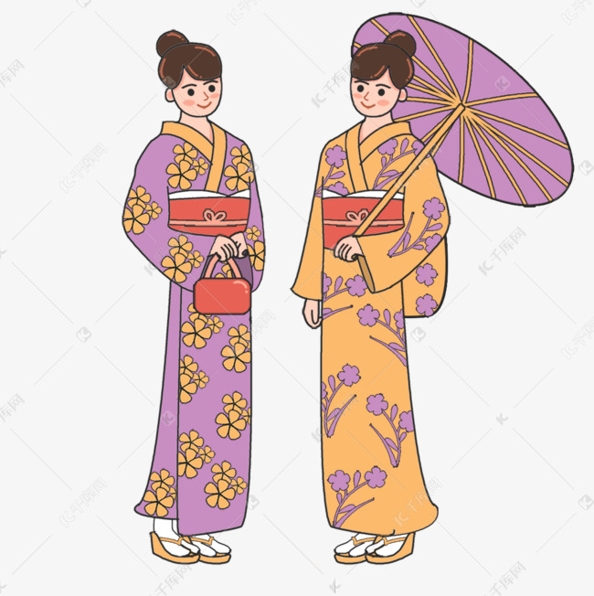 手绘日本女性和服素材图片免费下载 高清psd 千库网 图片编号