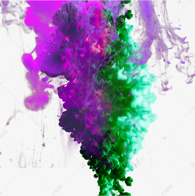 绿色紫色撞色彩色烟雾