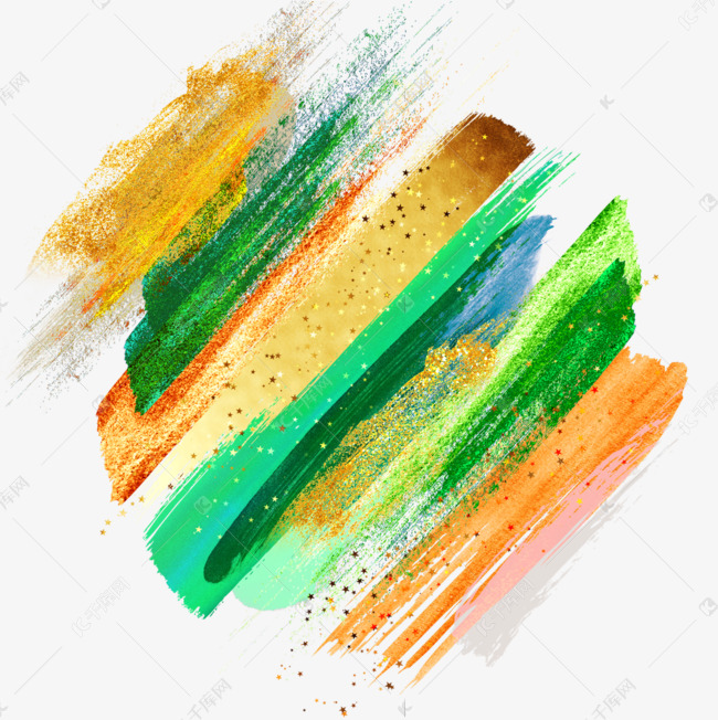 橘色和绿色混色彩色抽象笔刷gl