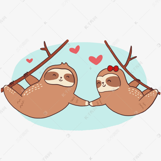 树懒情人节可爱卡通动物