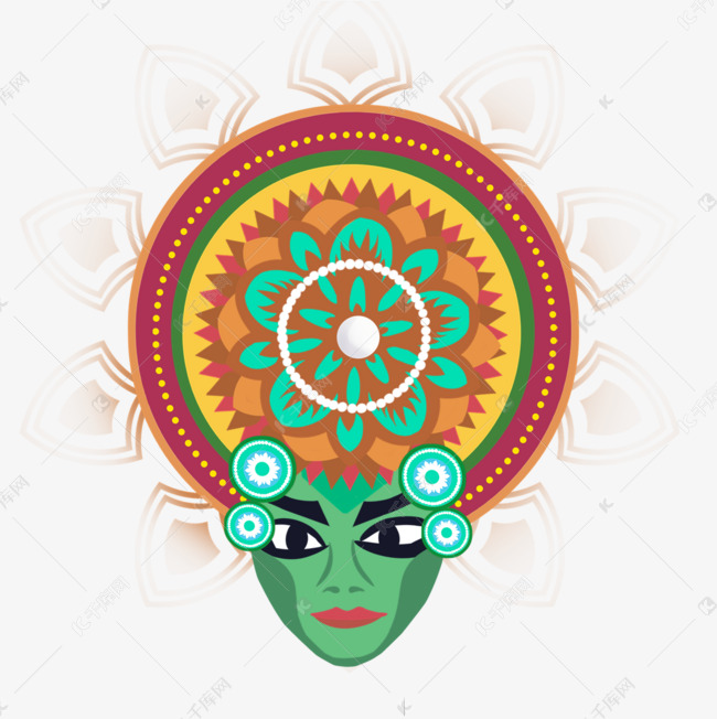 传统配色纹路头冠