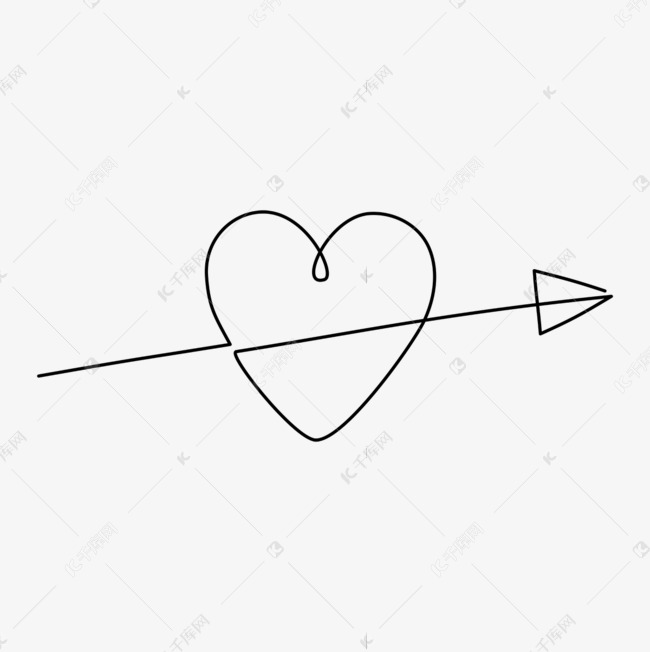 line draw 情人节爱心一笔线条 love