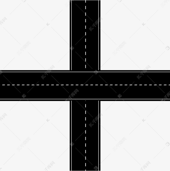 十字道路黑色免抠素材