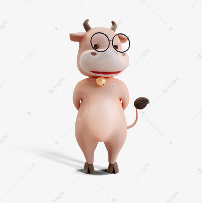 3d立体戴眼镜的牛