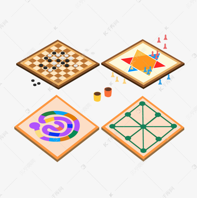 手繪卡通棋盤類遊戲插畫