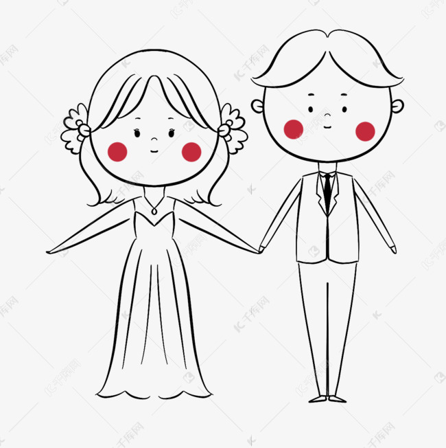 可爱卡通人物婚礼图片牵手
