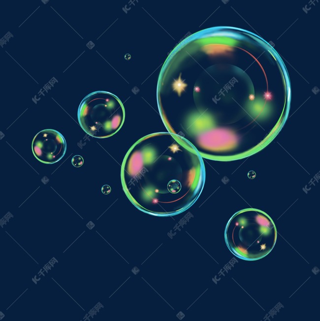 手绘透明彩色肥皂泡泡元素素材图片免费下载-千库网