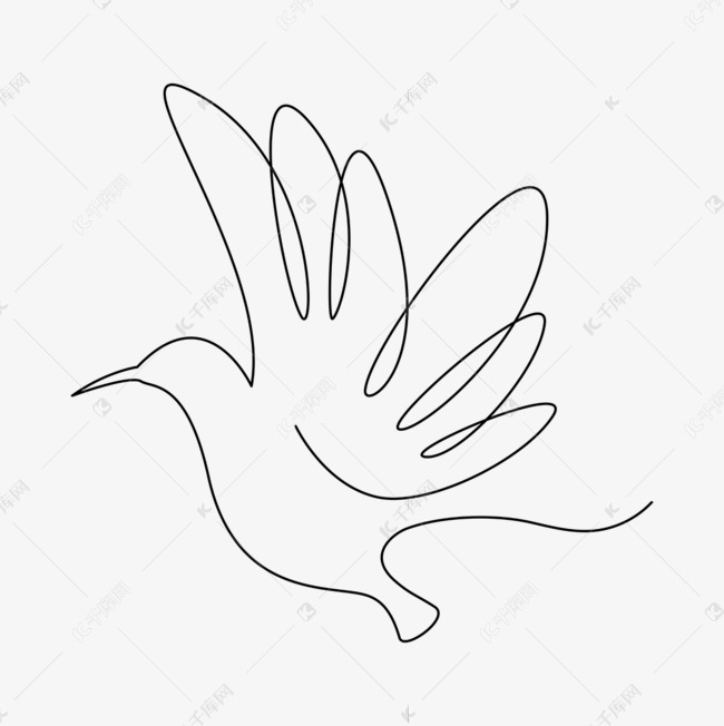 矢量抽象简约画线条飞鸟 draw line