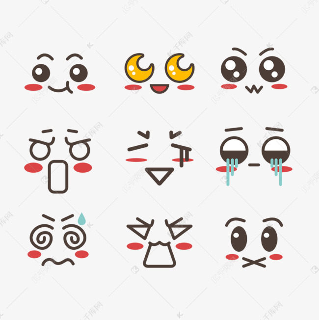 手绘设计圆圈线性卡通表情图表