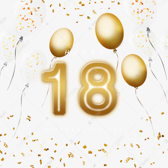 18岁生日金色纸屑派对