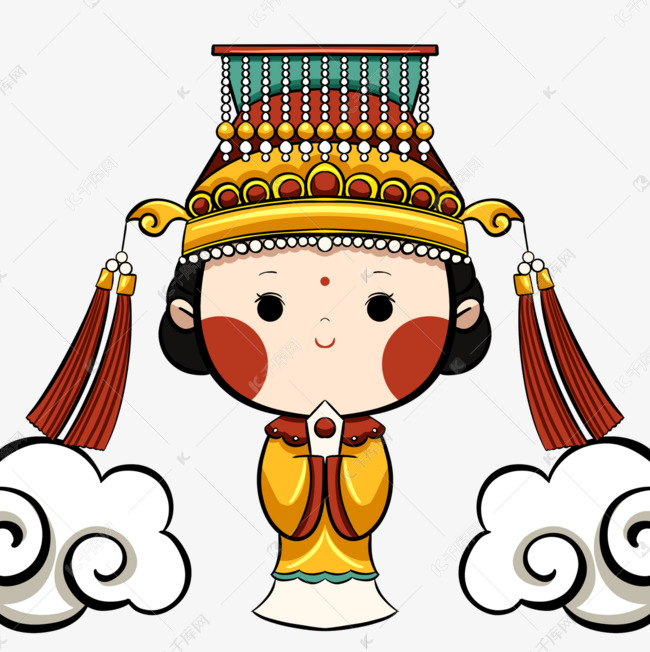 手绘风格妈祖元素