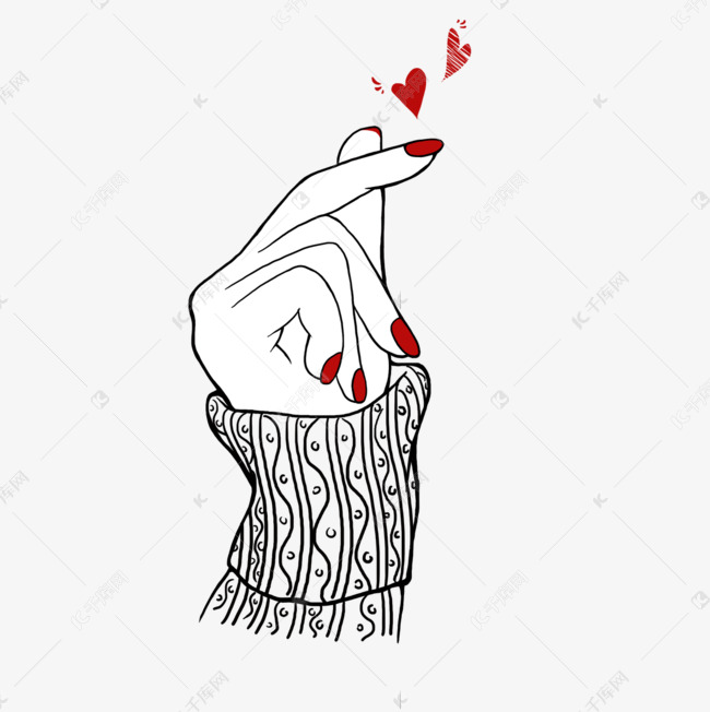 线描手绘手指比心