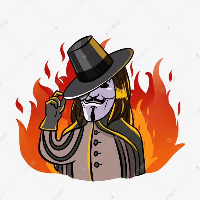 guy fawkes day手扶礼帽男人