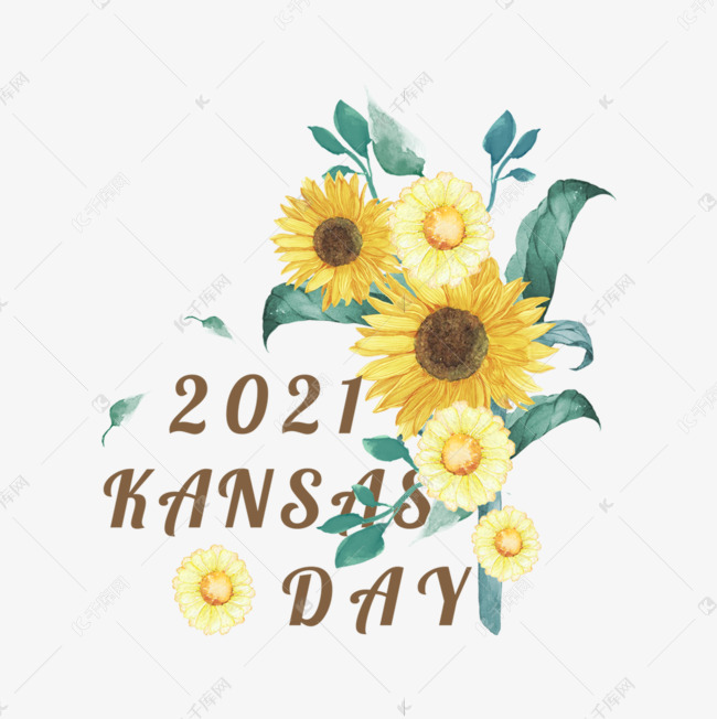 Kansas Day周年纪念金色向日葵素材图片免费下载 高清psd 千库网 图片编号