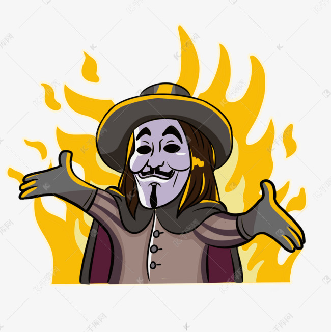 guy fawkes day张开手臂的男人