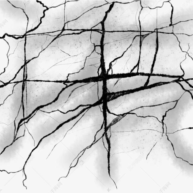 手绘风格破裂的墙面