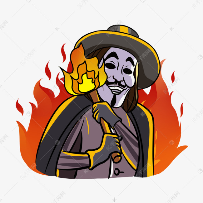 guy fawkes day人物举着火把