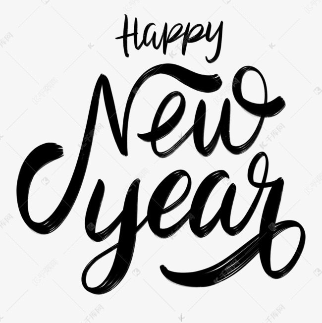 手绘风格happy new year字体