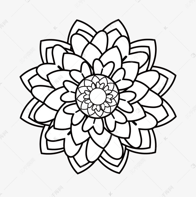 svg黑色圆形花朵花瓣图案