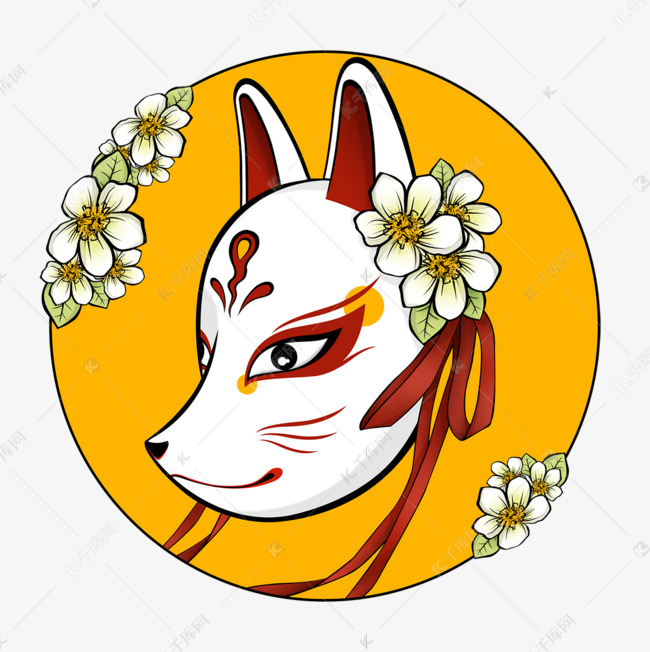 手绘日本狐狸面具