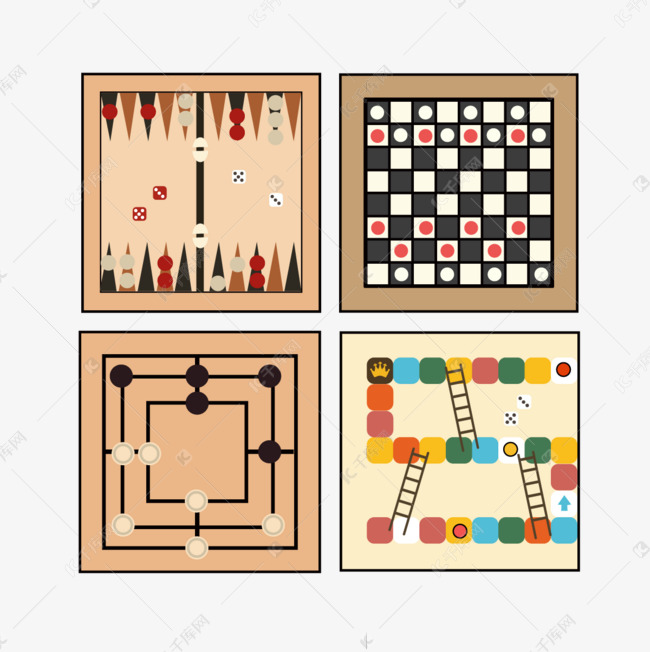 手绘卡通益智类游戏棋盘插画