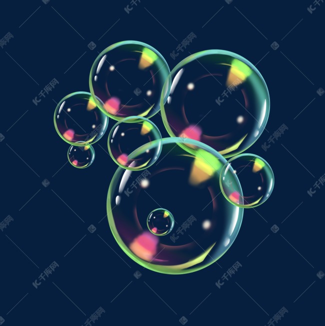 手绘彩色肥皂泡泡