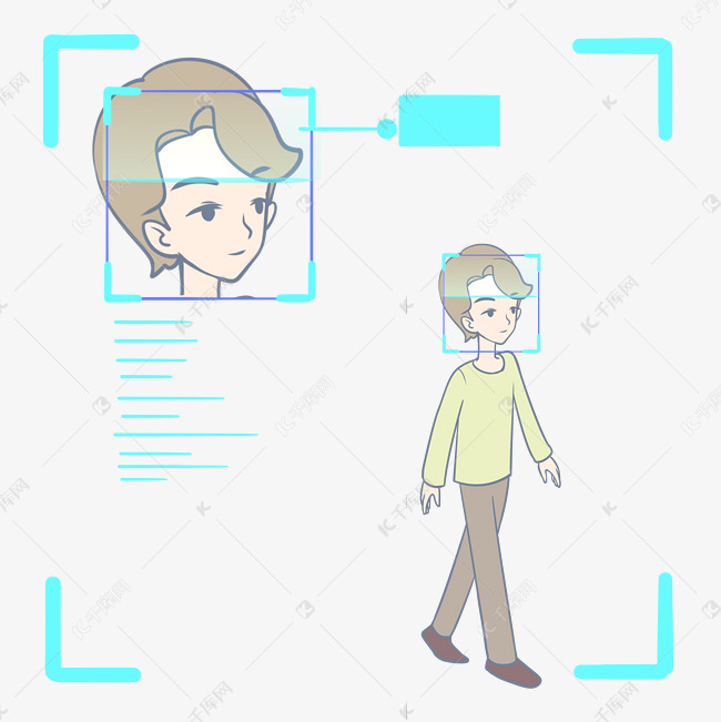 人脸识别走路男孩
