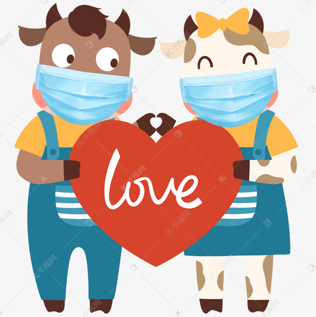 口罩牛疫情牛年新年春节