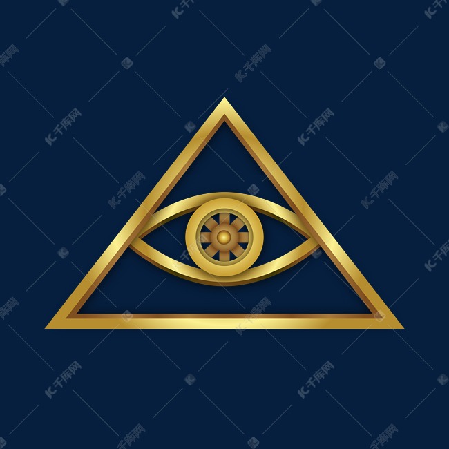 金立体线条上帝之眼神秘学符号